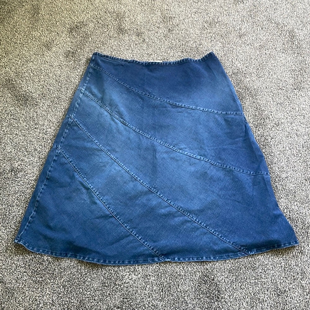 New Creation denim skirt size 22 and the length is 33
